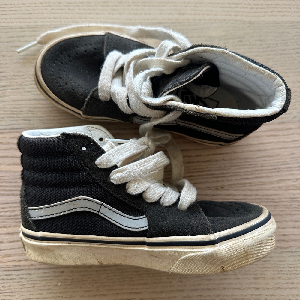 Vans Kids Black and White High-Top Sneakers